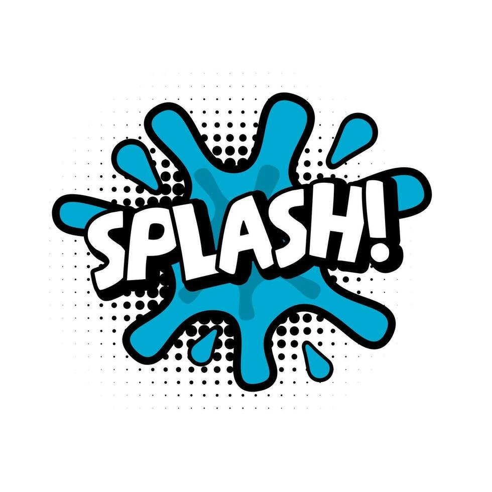Abbildung Vektor Blase Text von Splash. perfekt für Sticker, Designelemente, Comics etc.
