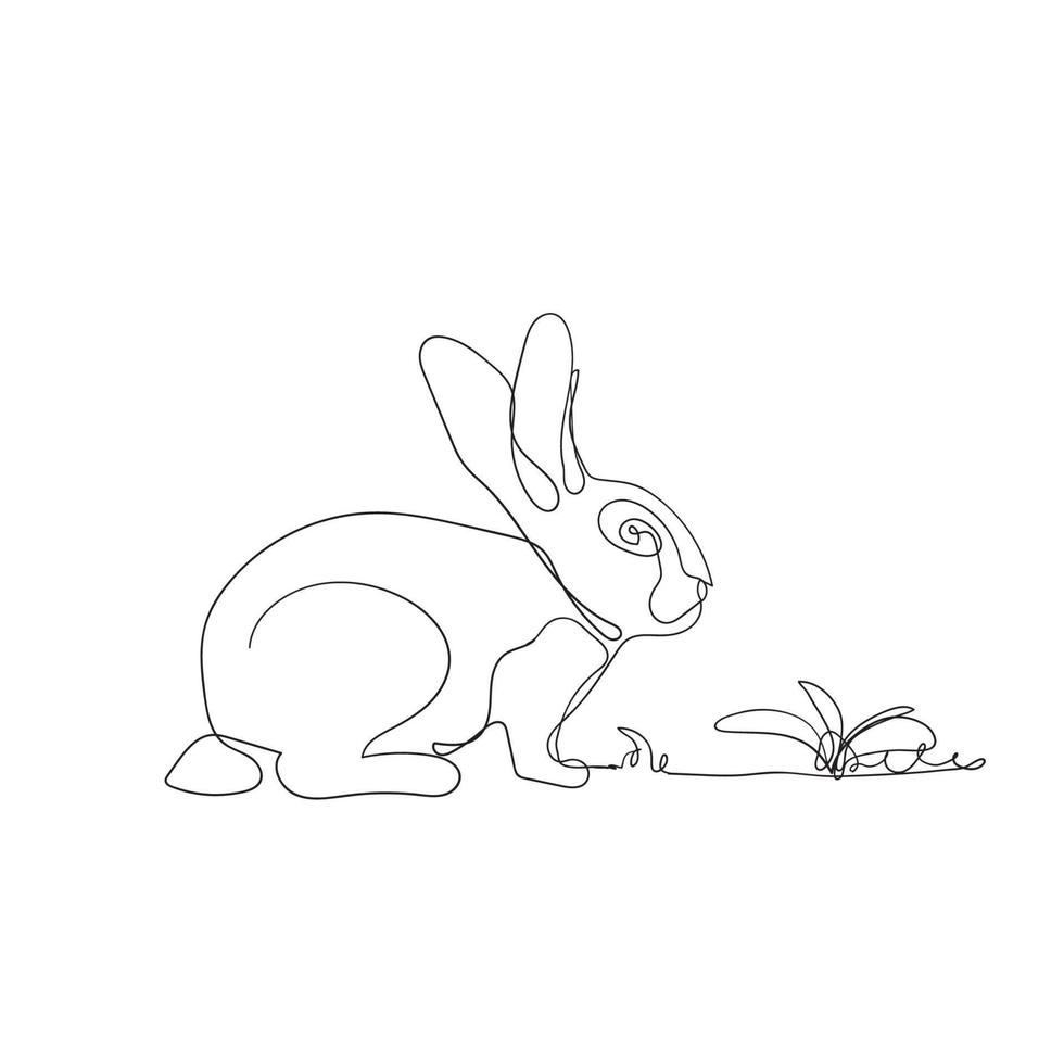 kontinuerlig linje ritning bunny kanin illustration vektor