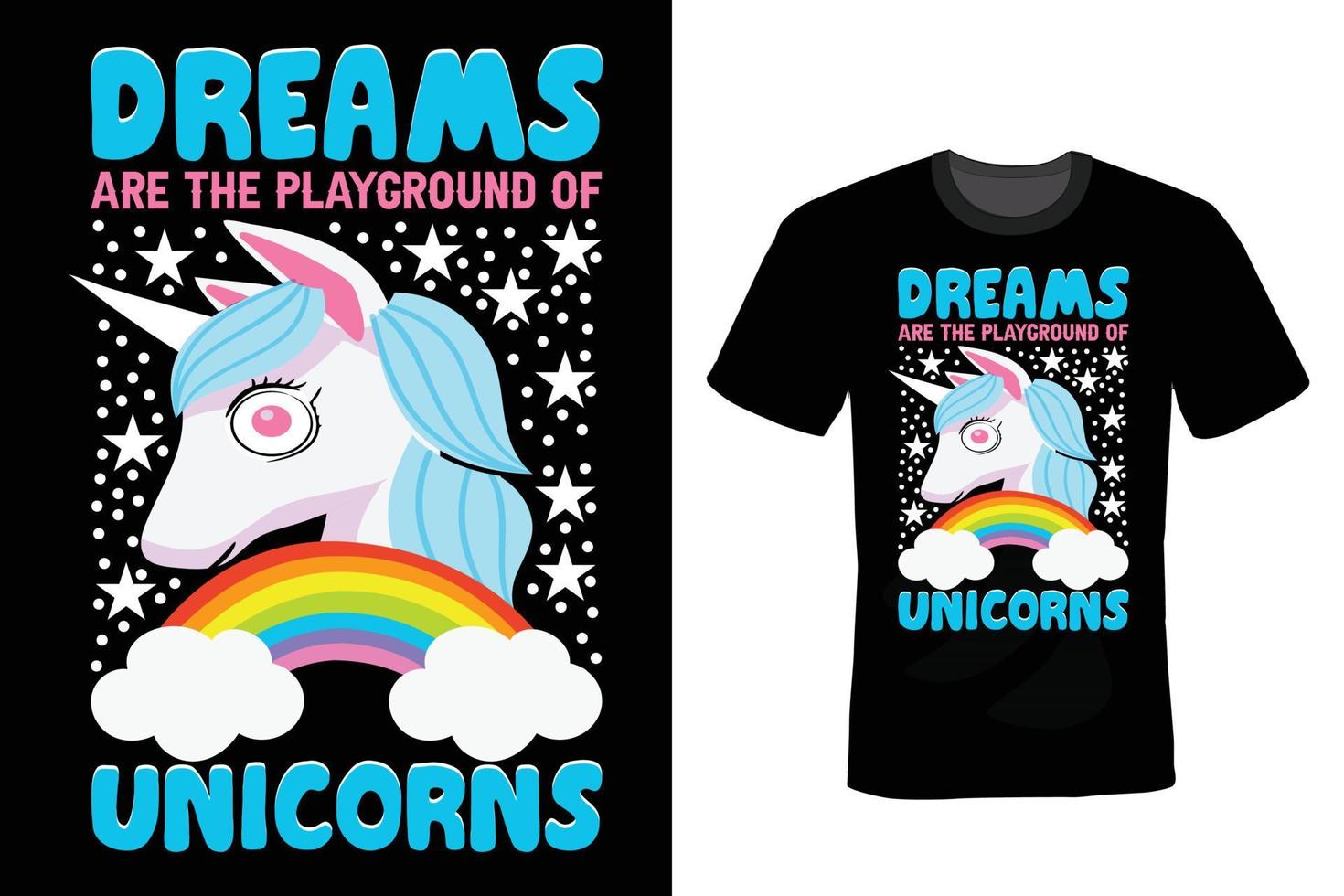 unicorn t-shirt design, vintage, typografi vektor