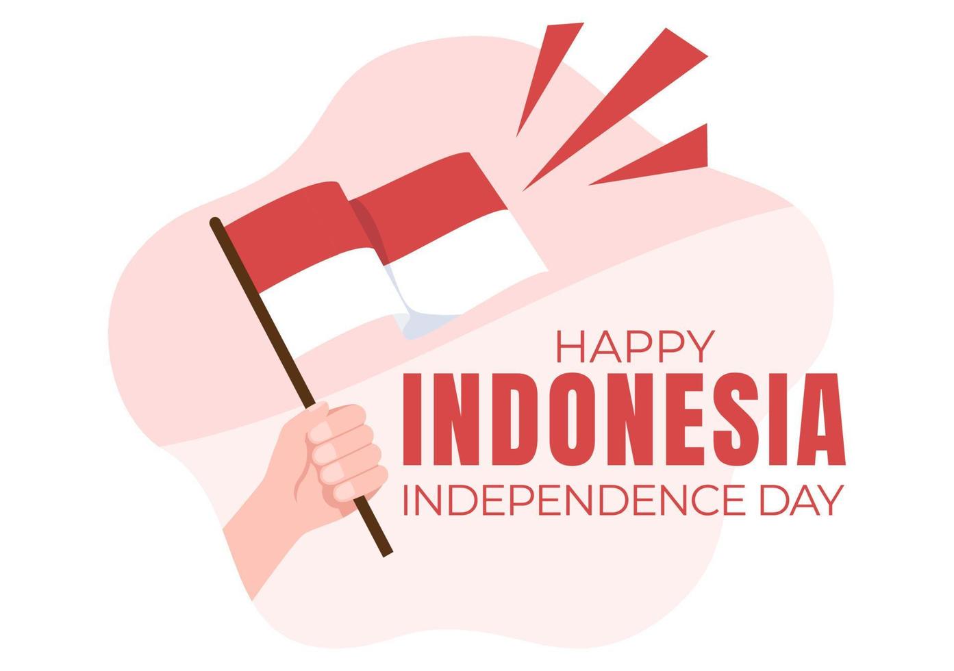 indonesischer unabhängigkeitstag am 17. august mit traditionellen spielen, flagge rot weiß und menschencharakter in flacher niedlicher karikaturhintergrundillustration vektor