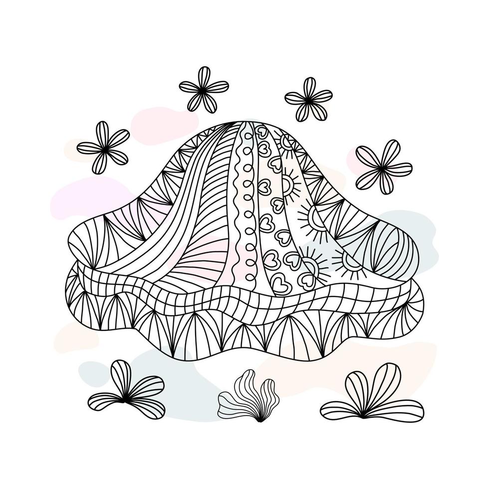 Muschelmuster-Sammlungsvektor im Doodle-Stil auf pastellfarbenem Hintergrund für Digitaldruck, Kleidungsmuster, Taschendesigns, Stoffmuster, Leinwanddrucke, Karten und mehr. vektor