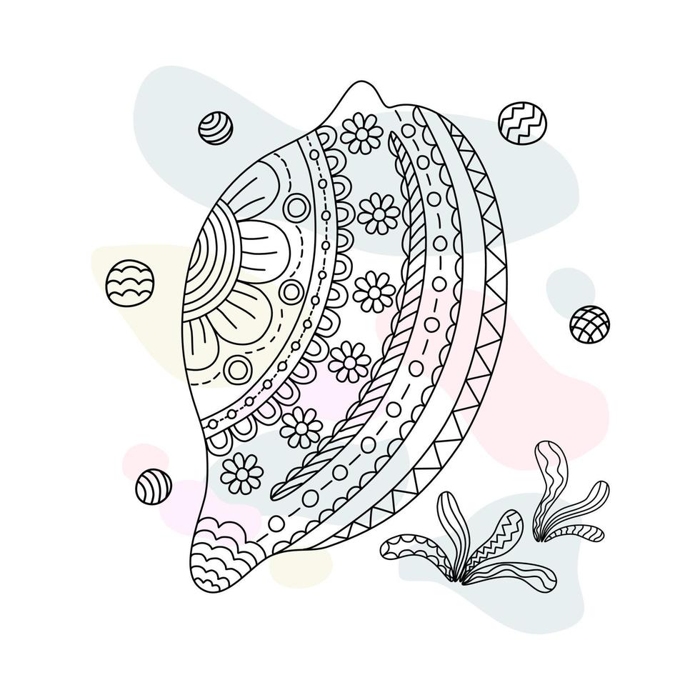 Muschelmuster-Sammlungsvektor im Doodle-Stil auf pastellfarbenem Hintergrund für Digitaldruck, Kleidungsmuster, Taschendesigns, Stoffmuster, Leinwanddrucke, Karten und mehr. vektor