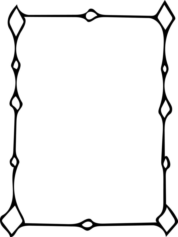 rektangulär ram med doodles rhombuses. handritad bård i skandinavisk enkel liner stil. ram för foto, text, taggar, etiketter, kort, inbjudan vektor