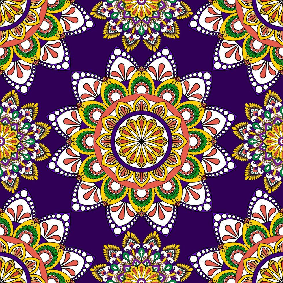 mandala abstrakt geometriska etniska sömlösa mönsterdesign. Aztec tyg matta mandala textil dekorationer tapet. tribal boho infödda mandala kalkon traditionell broderi vektor bakgrund.