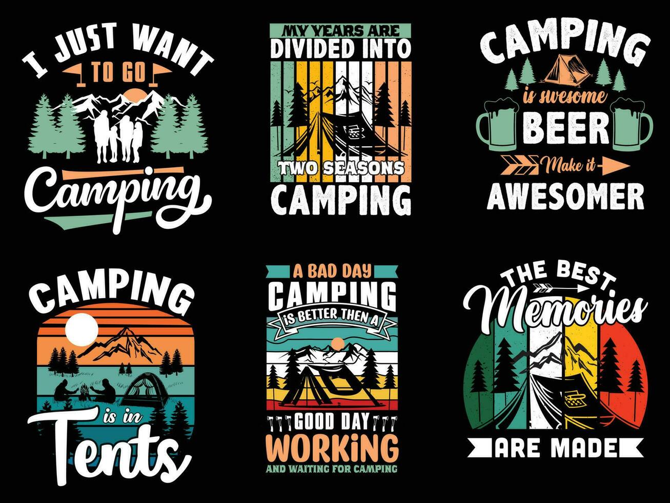 Camping-T-Shirt-Design kostenloser Download vektor