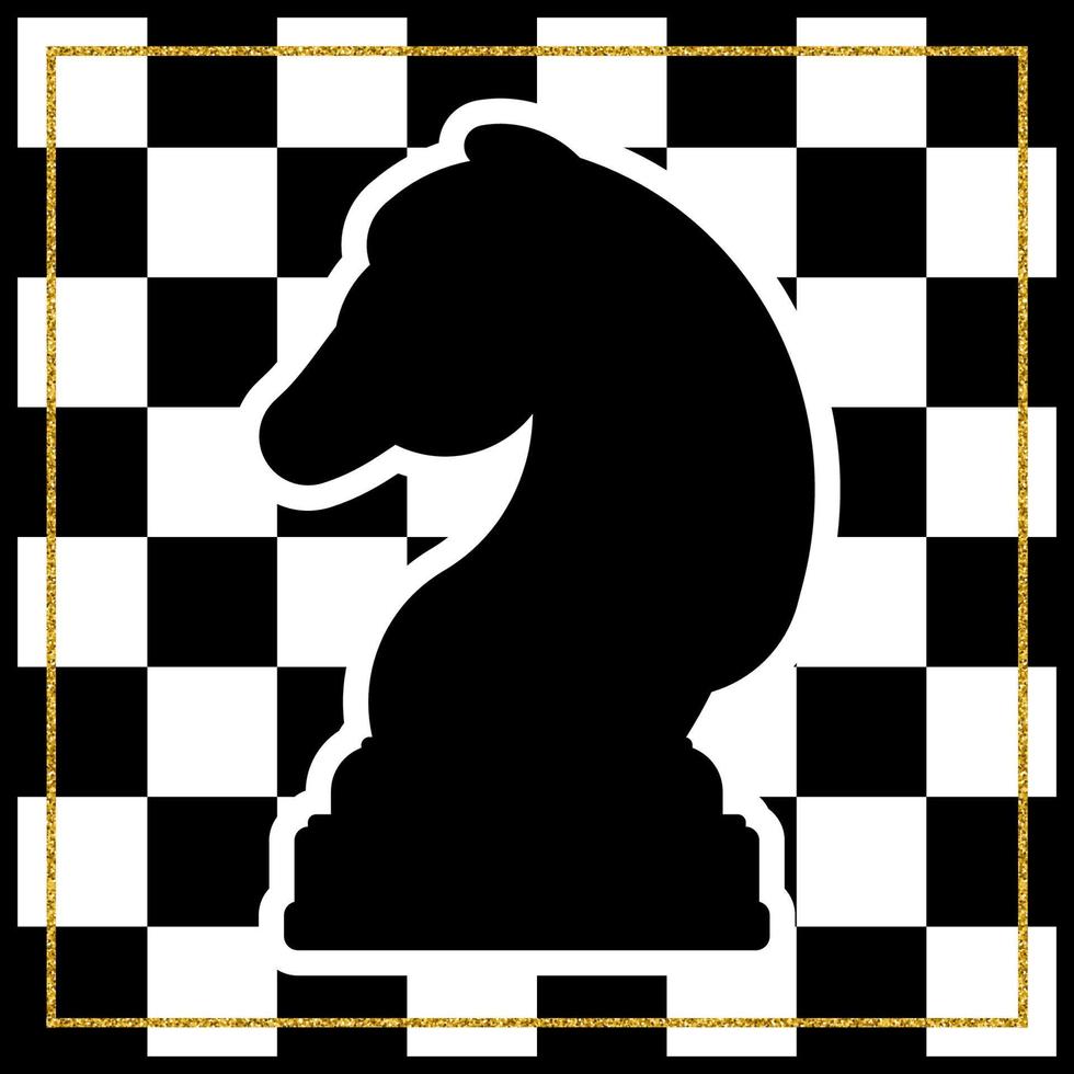 schackbräde med en schackpjäsriddare och en guldram. traditionellt jullovsspel. vektor