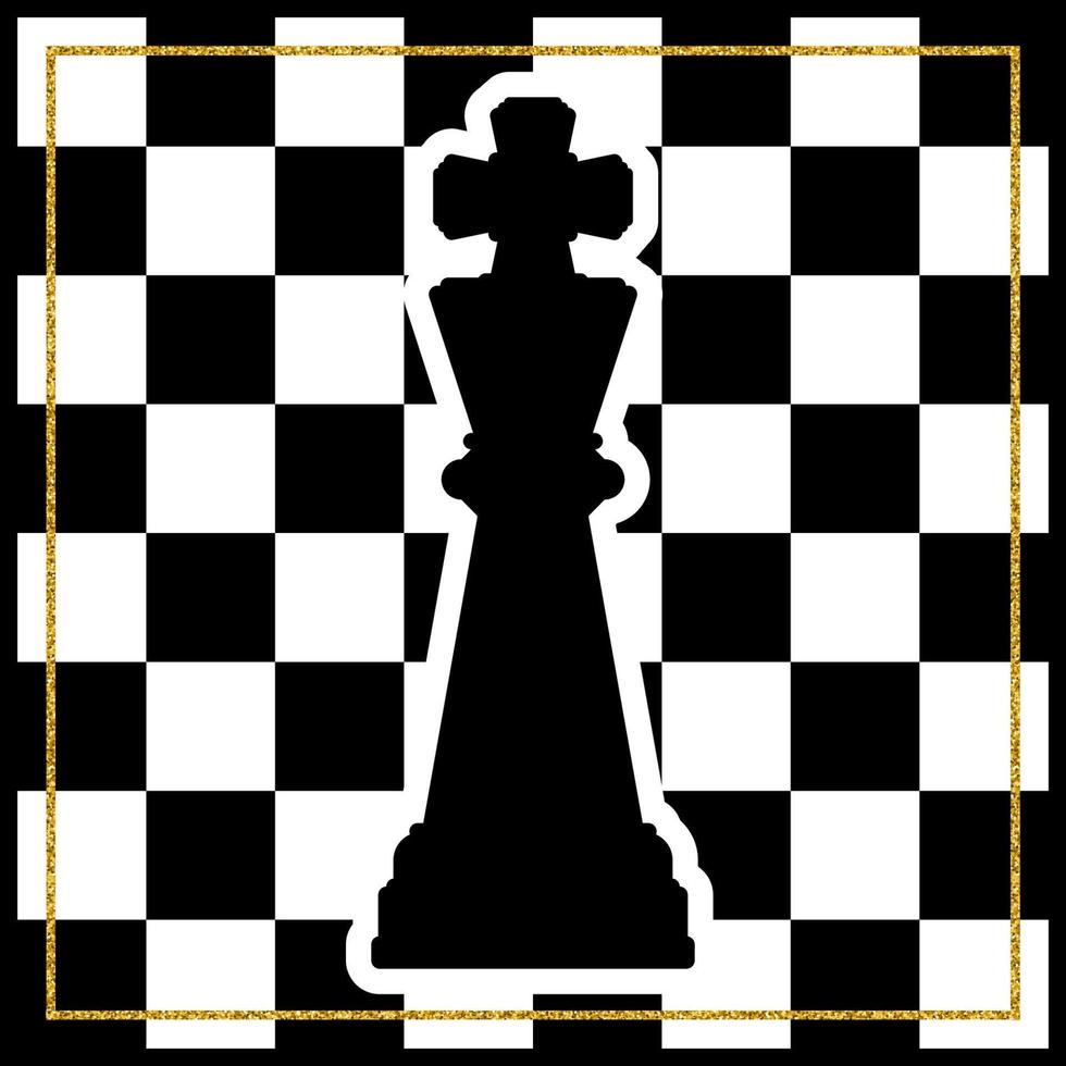 schackbräde med en schackkung och en guldram. traditionellt jullovsspel. vektor