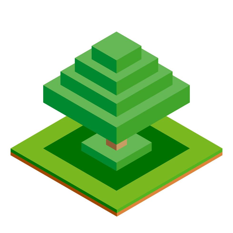 isometrisk vektor trädikon för skog, park, stad. landskapskonstruktör för spel, karta, utskrifter, ets. isolerad på vit bakgrund.