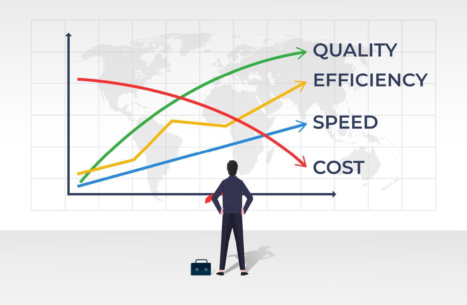 Business-Konzeption. erhöhte qualität, effizienz und geschwindigkeitsdiagrammvektorillustration vektor