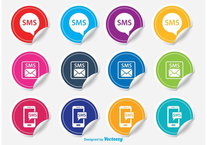 SMS Aufkleber Icon Set vektor