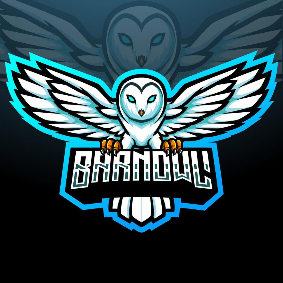 Schleiereule Vogel Maskottchen. E-Sport-Logo-Design vektor