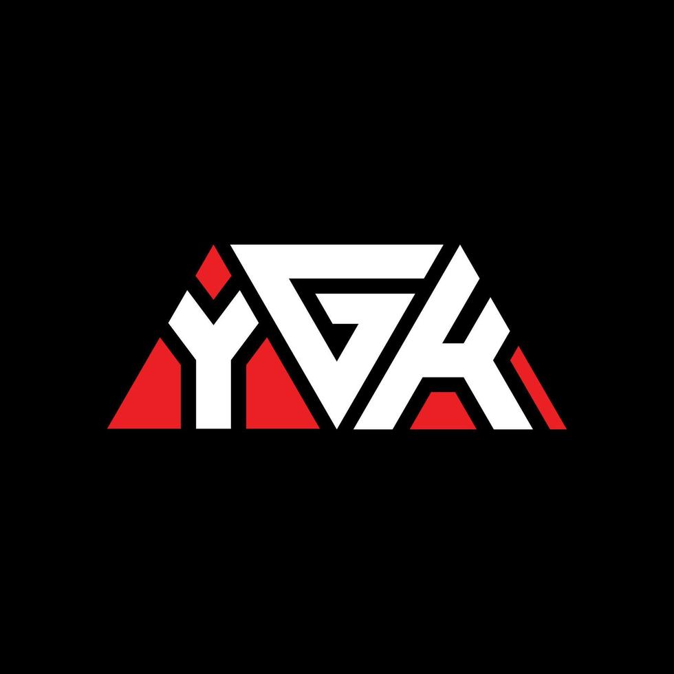 ygk-Dreieck-Buchstaben-Logo-Design mit Dreiecksform. Ygk-Dreieck-Logo-Design-Monogramm. Ygk-Dreieck-Vektor-Logo-Vorlage mit roter Farbe. ygk dreieckiges Logo einfaches, elegantes und luxuriöses Logo. ygk vektor