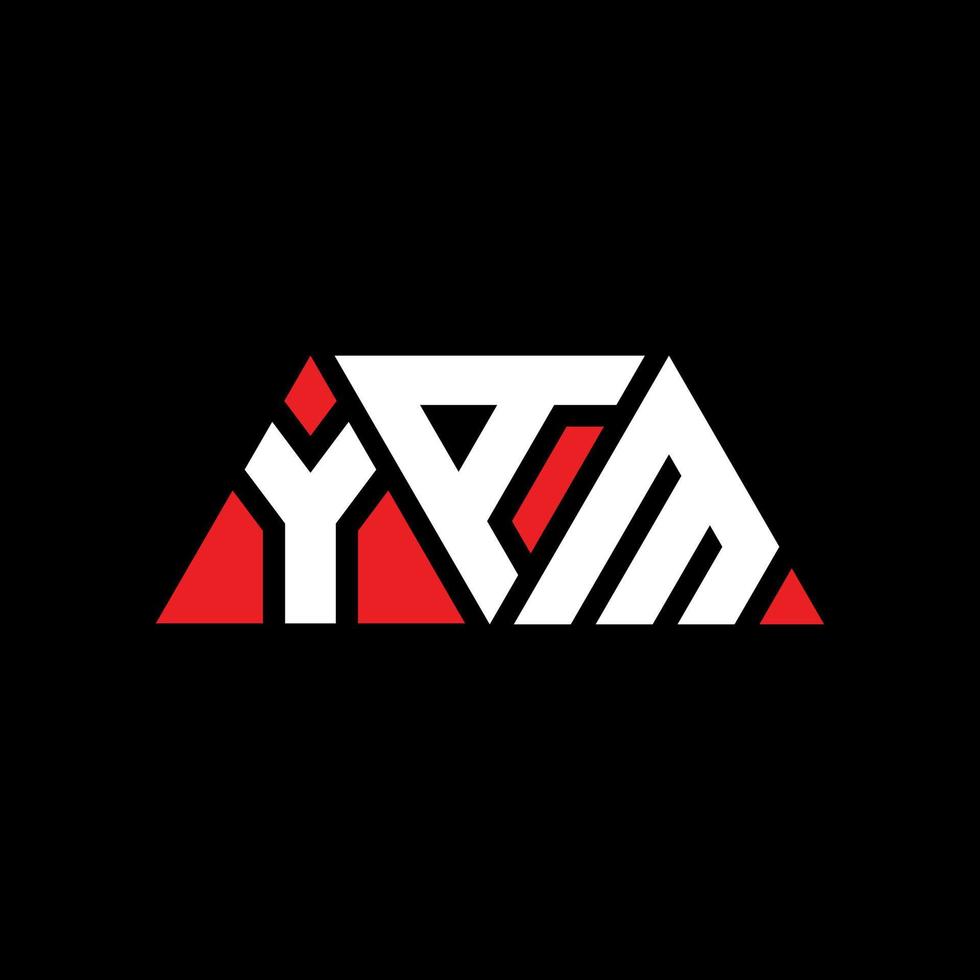 Yam-Dreieck-Buchstaben-Logo-Design mit Dreiecksform. Yam-Dreieck-Logo-Design-Monogramm. Yam-Dreieck-Vektor-Logo-Vorlage mit roter Farbe. Yam dreieckiges Logo einfaches, elegantes und luxuriöses Logo. Süßkartoffel vektor
