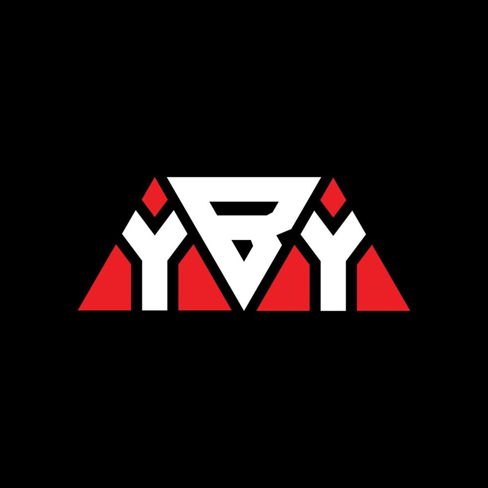 yby triangel bokstavslogotypdesign med triangelform. yby triangel logotyp design monogram. yby triangel vektor logotyp mall med röd färg. yby trekantig logotyp enkel, elegant och lyxig logotyp. yby