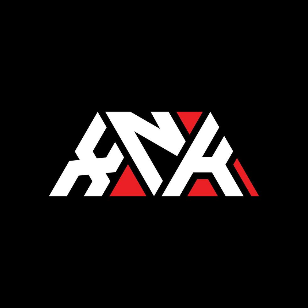 xnk triangel bokstavslogotypdesign med triangelform. xnk triangel logotyp design monogram. xnk triangel vektor logotyp mall med röd färg. xnk triangulär logotyp enkel, elegant och lyxig logotyp. xnk