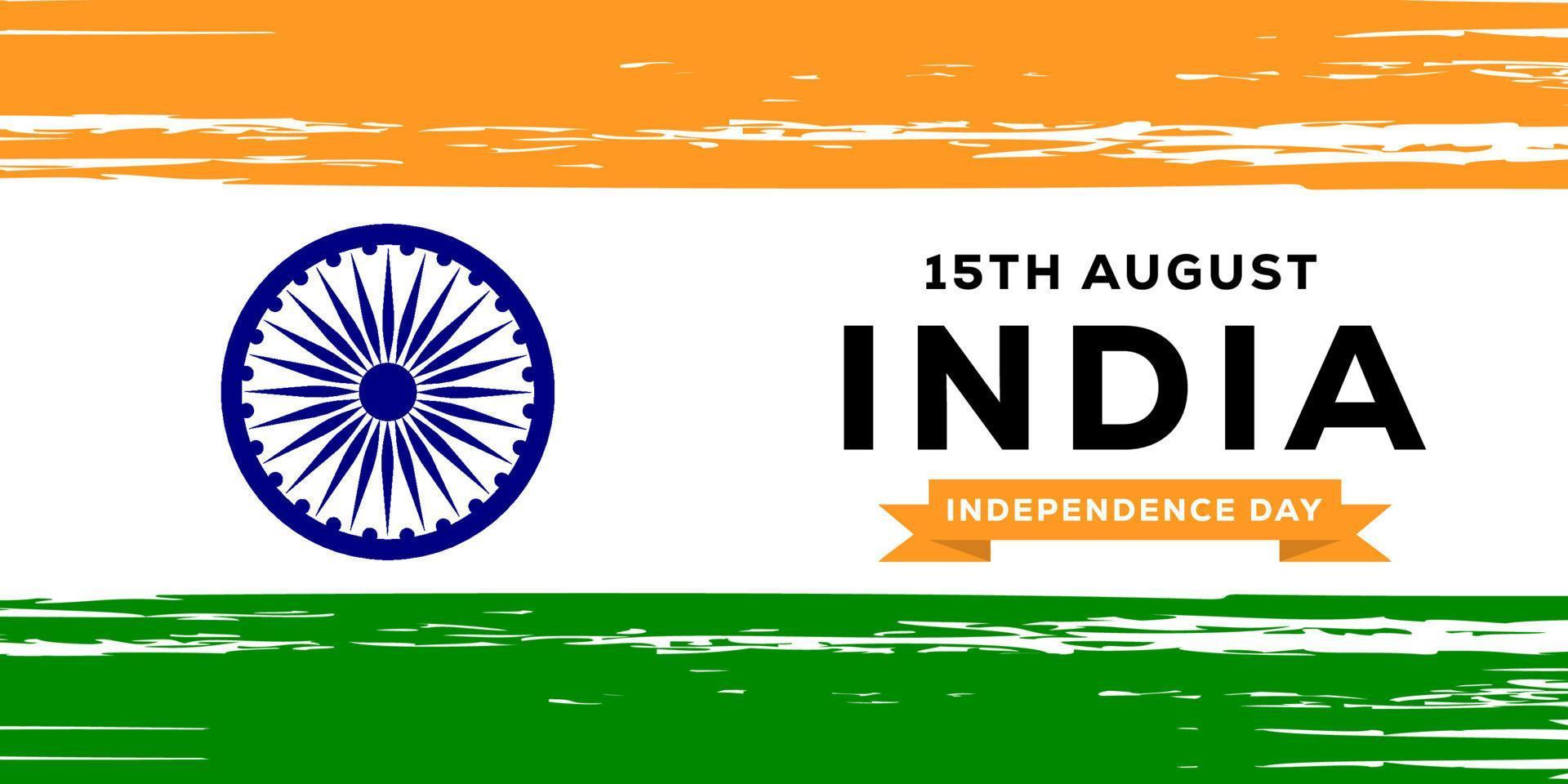 indischer unabhängigkeitstag hintergrund mit einem pinselstrich der farbe indische flagge vektor
