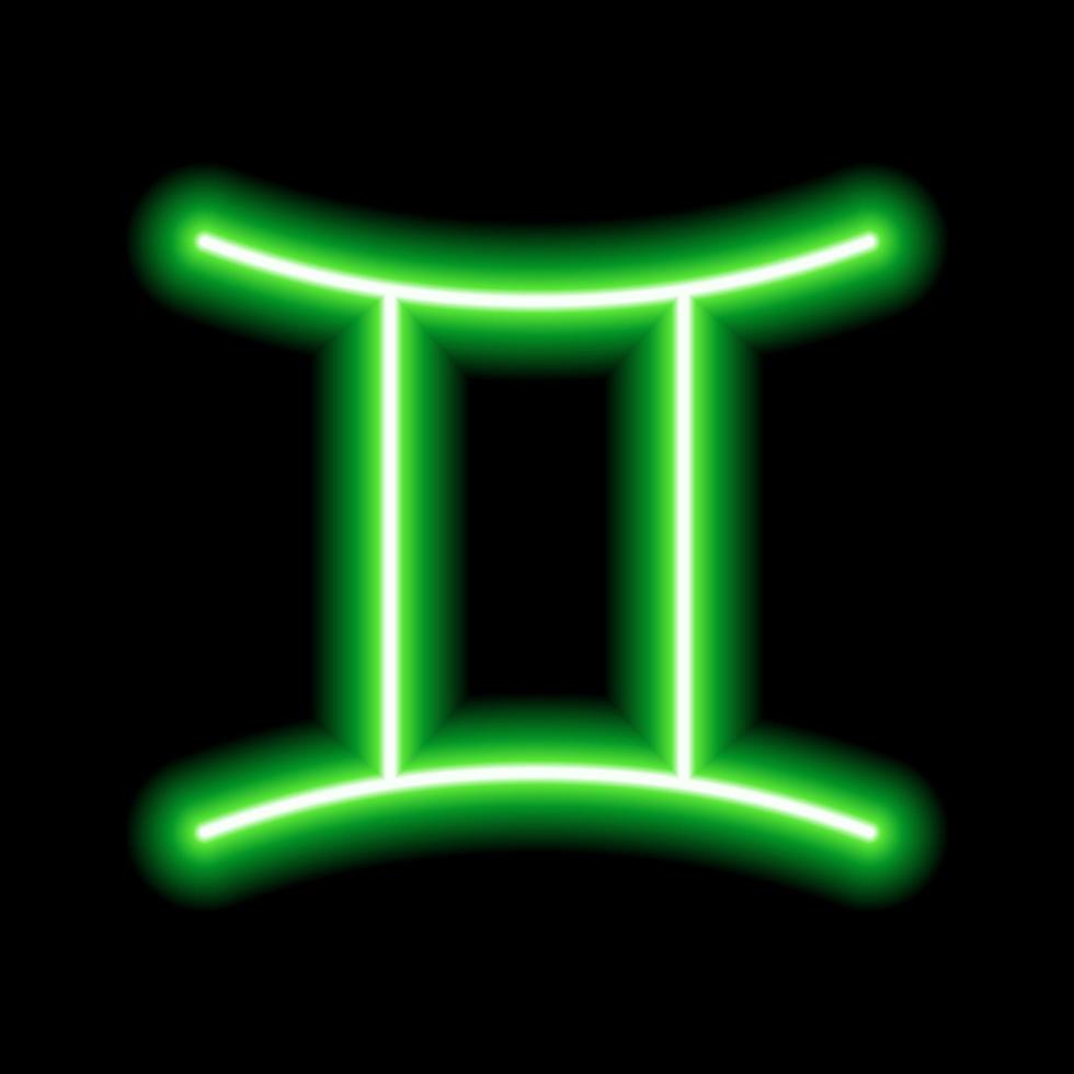 grönt neon stjärntecken Tvillingarna. förutsägelser, astrologi, horoskop. vektor