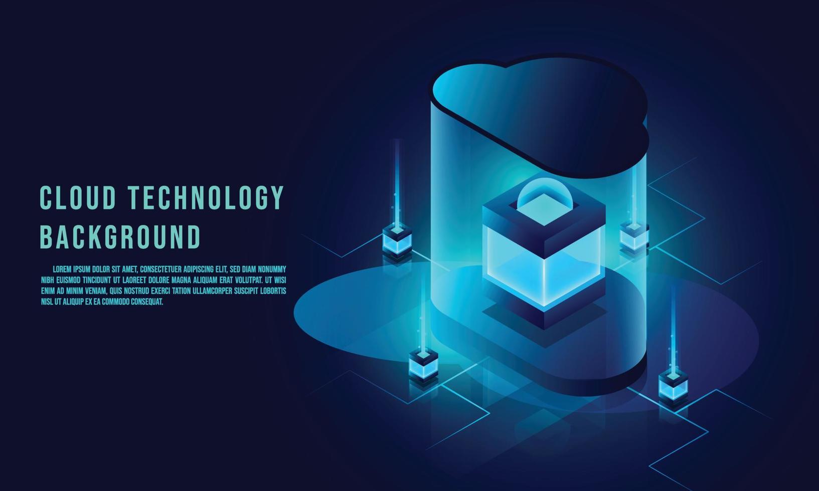 Cloud-Datenspeicherung isometrische 3D-Infografik-Illustration, Landing-Page-Layout, Vektor-Web-Vorlage, Cloud-Technologie-Konzept vektor