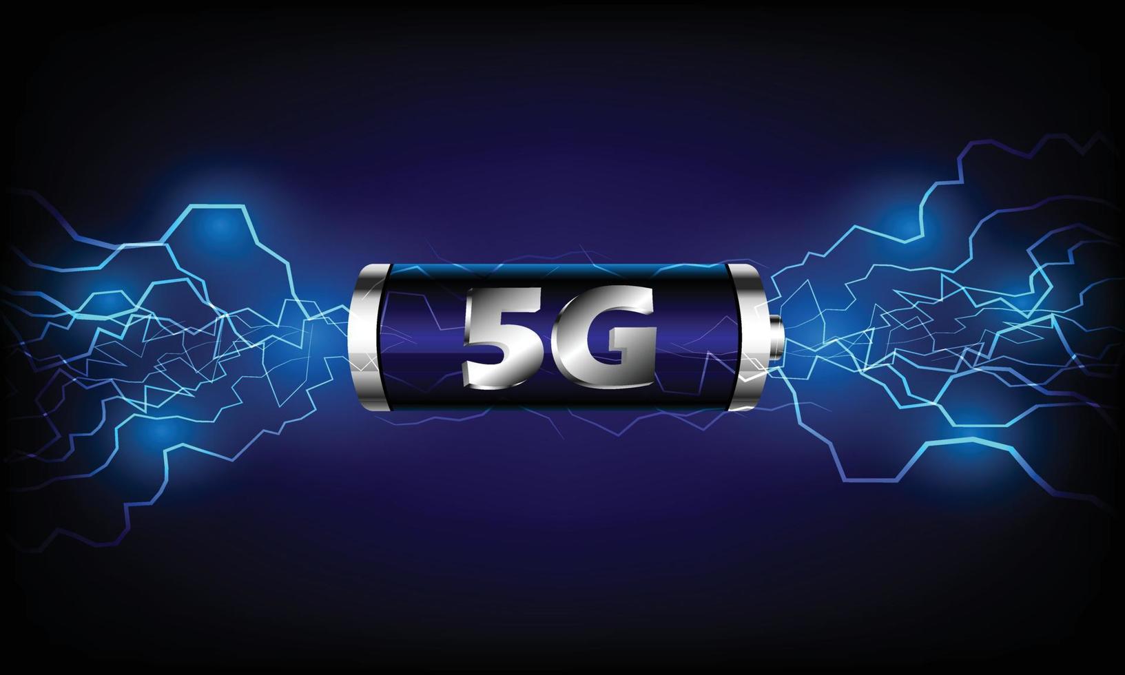 batteriladdningsprocess på 5g-nätverk anslutet till el. teknisk bakgrund. vektor