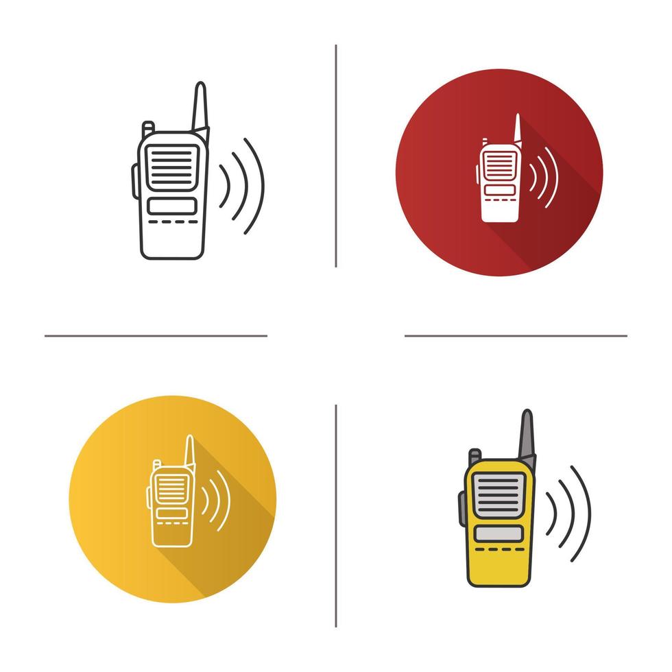 Walkie-Talkie-Symbol. Polizeifunk. flaches Design, lineare und Farbstile. isolierte Vektorgrafiken vektor