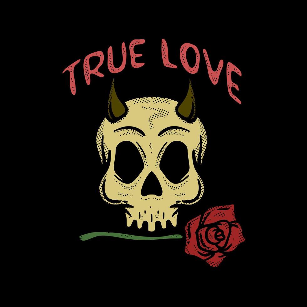 skull true love illustration vektor för t-shirt jacka hoodie kan användas för klistermärken etc