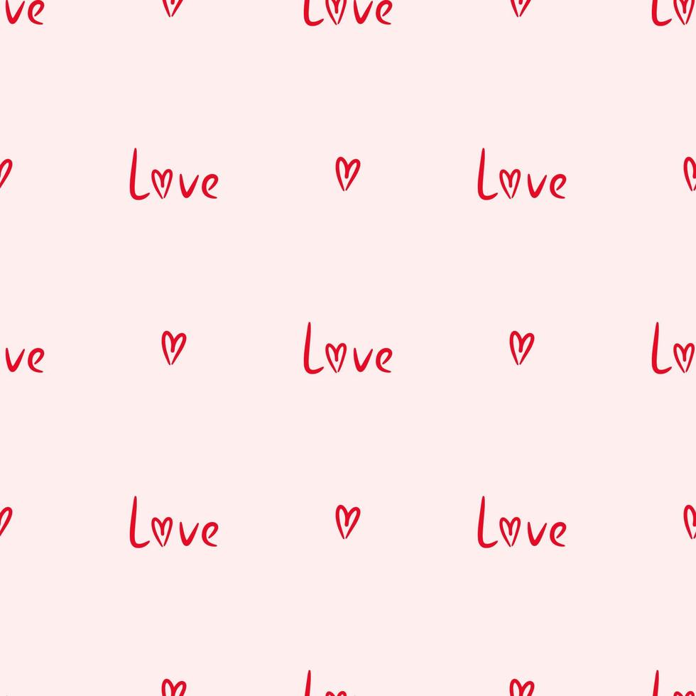 sömlöst mönster med hjärta och ord kärlek romantisk bakgrund för alla hjärtans dag designkort sociala medier mallar täcker omslagspapper vektor