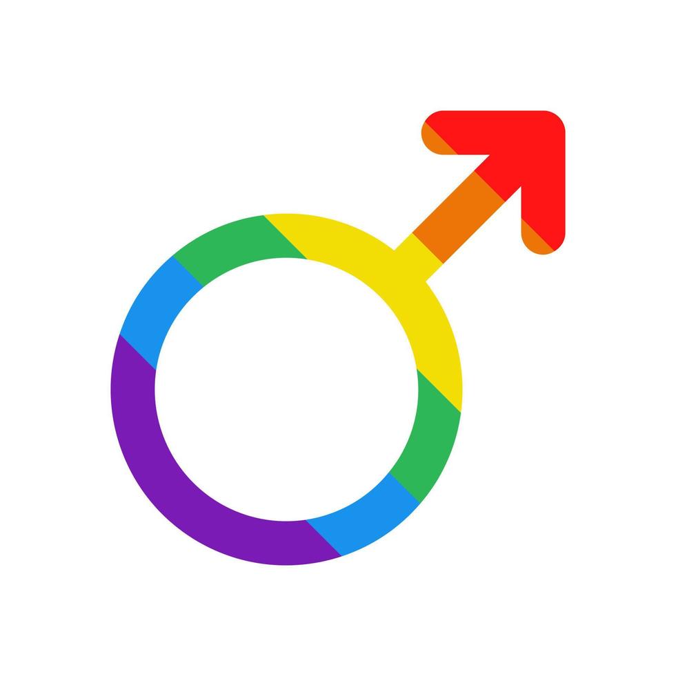 doodle manlig symbol. mars tecken i regnbågens färger. lgbtq plus. pride månad. vektor