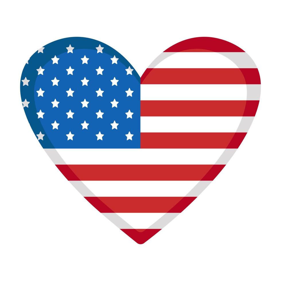 Vektor-USA-Flaggenherz. amerikanische Flagge im Herzen. US-Unabhängigkeitstag. vektor