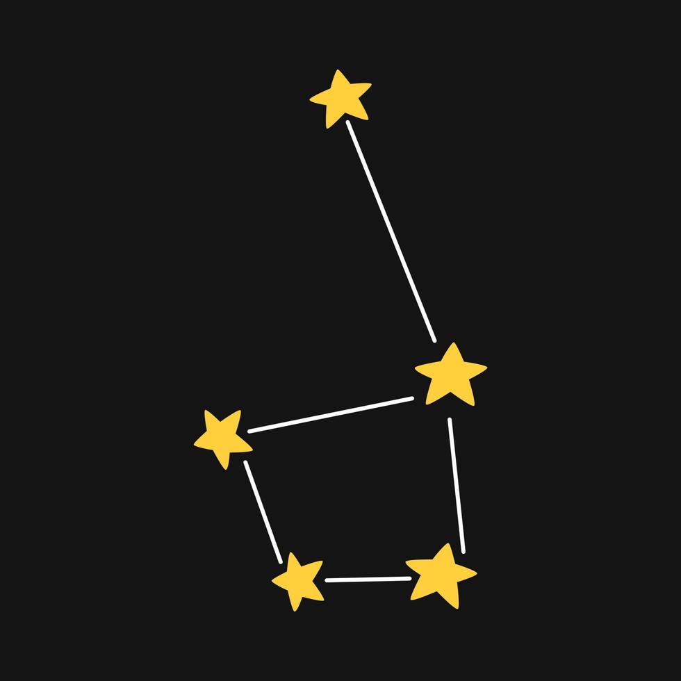 Vektorkonstellation mit gelben Sternen. einfache Konstellation im flachen Design. vektor