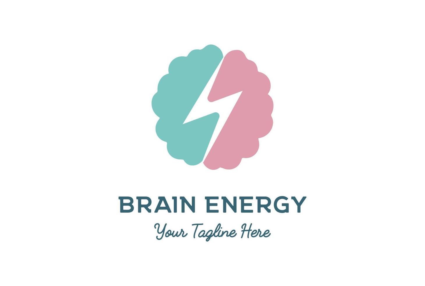 modern hjärna sinne med åska ljus energi logotyp design vektor