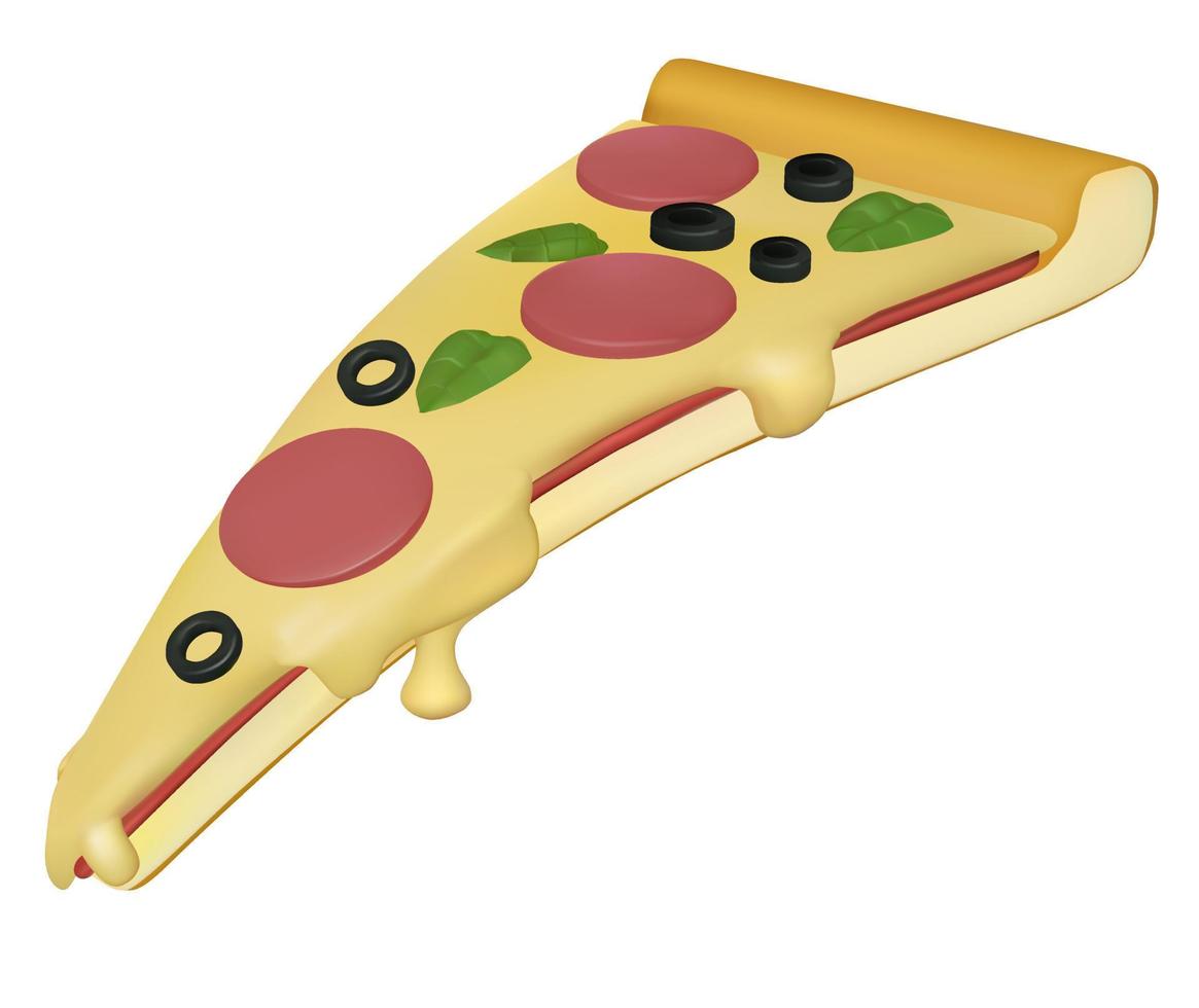 Stück Pizza lokalisiert auf weißem Hintergrund vektor