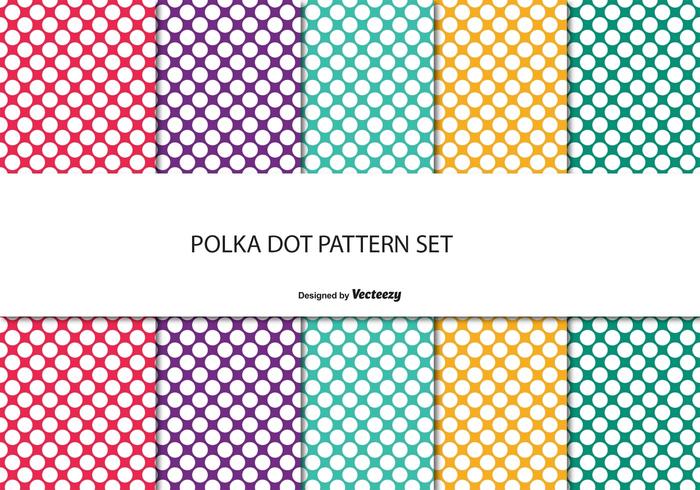 Färgglatt Polka Dot Mönster Set vektor