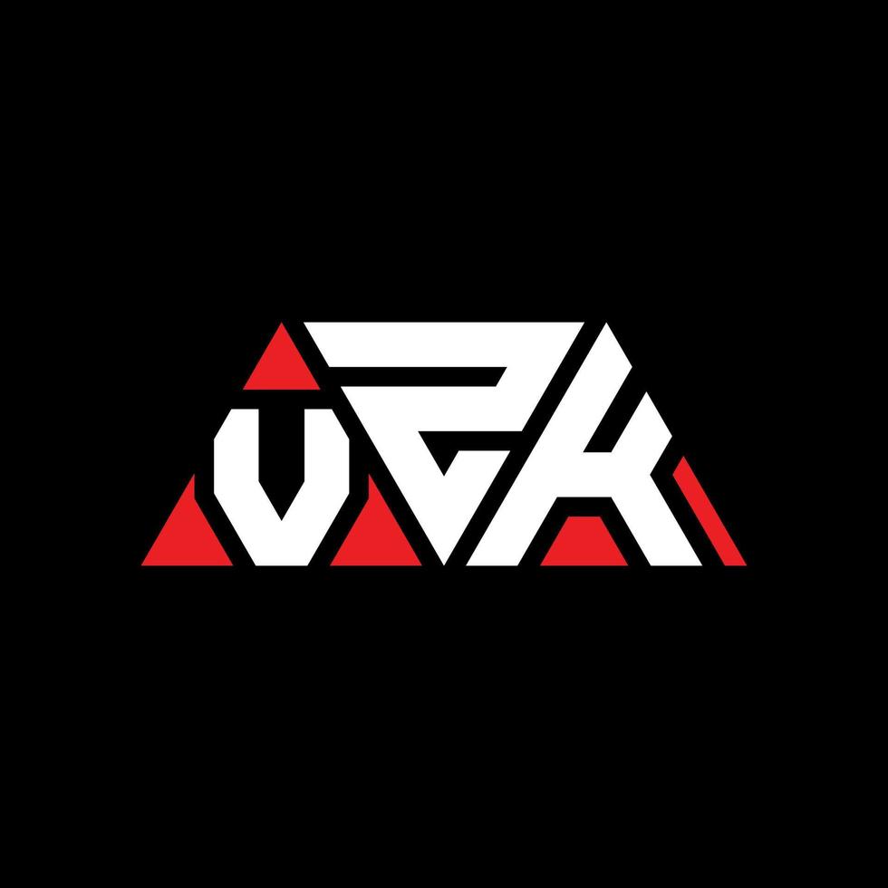 vzk Dreiecksbuchstaben-Logo-Design mit Dreiecksform. vzk-Dreieck-Logo-Design-Monogramm. vzk-Dreieck-Vektor-Logo-Vorlage mit roter Farbe. vzk dreieckiges Logo einfaches, elegantes und luxuriöses Logo. vzk vektor