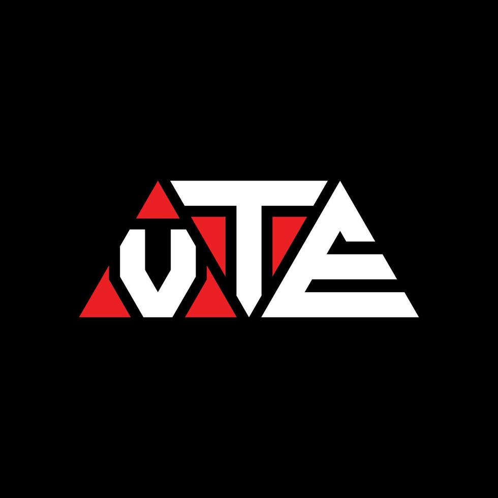 VTE-Dreieck-Buchstaben-Logo-Design mit Dreiecksform. VTE-Dreieck-Logo-Design-Monogramm. VTE-Dreieck-Vektor-Logo-Vorlage mit roter Farbe. vte dreieckiges Logo einfaches, elegantes und luxuriöses Logo. vte vektor
