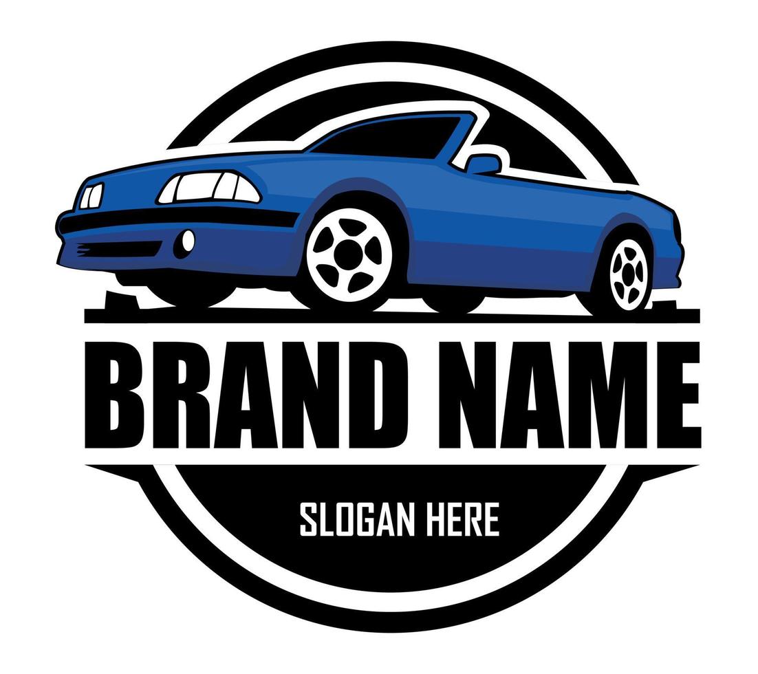 Muscle-Car-Logo - Vektorgrafik isoliertes Emblem, Abzeichen auf schwarzem und weißem Hintergrund vektor