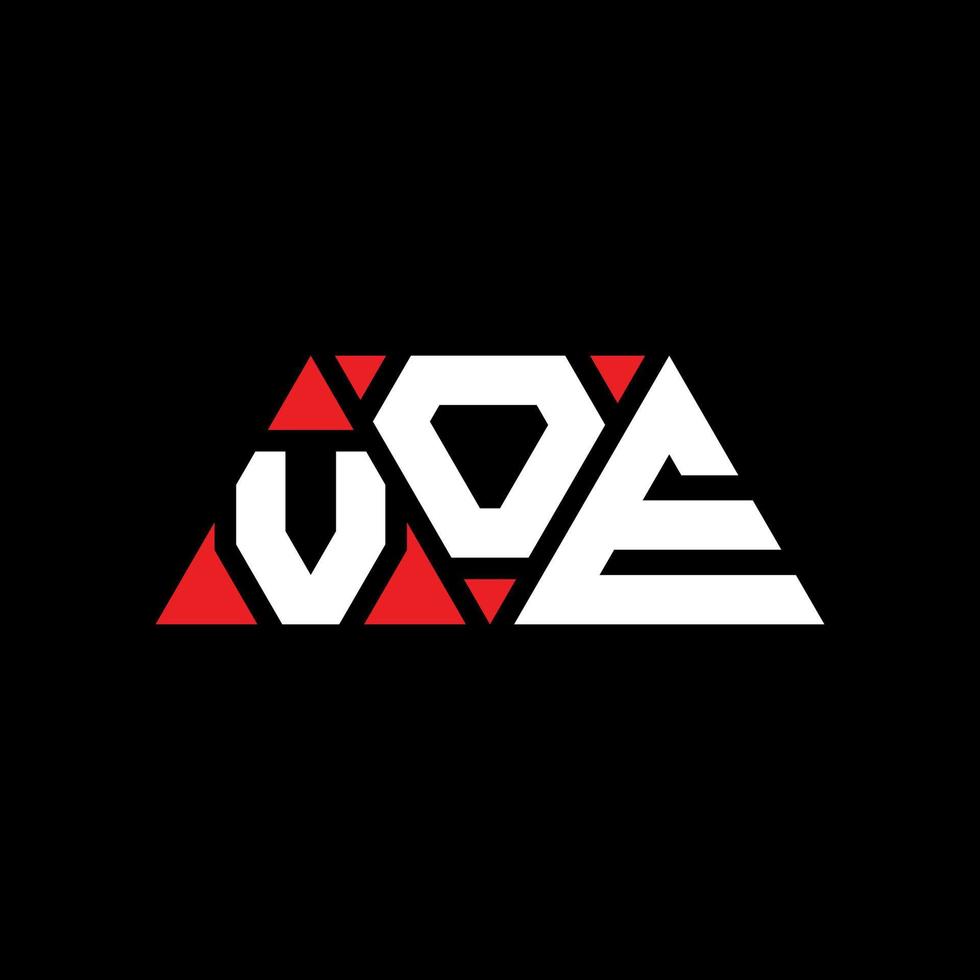 Voe-Dreieck-Buchstaben-Logo-Design mit Dreiecksform. Voe-Dreieck-Logo-Design-Monogramm. Voe-Dreieck-Vektor-Logo-Vorlage mit roter Farbe. Voe dreieckiges Logo einfaches, elegantes und luxuriöses Logo. voe vektor