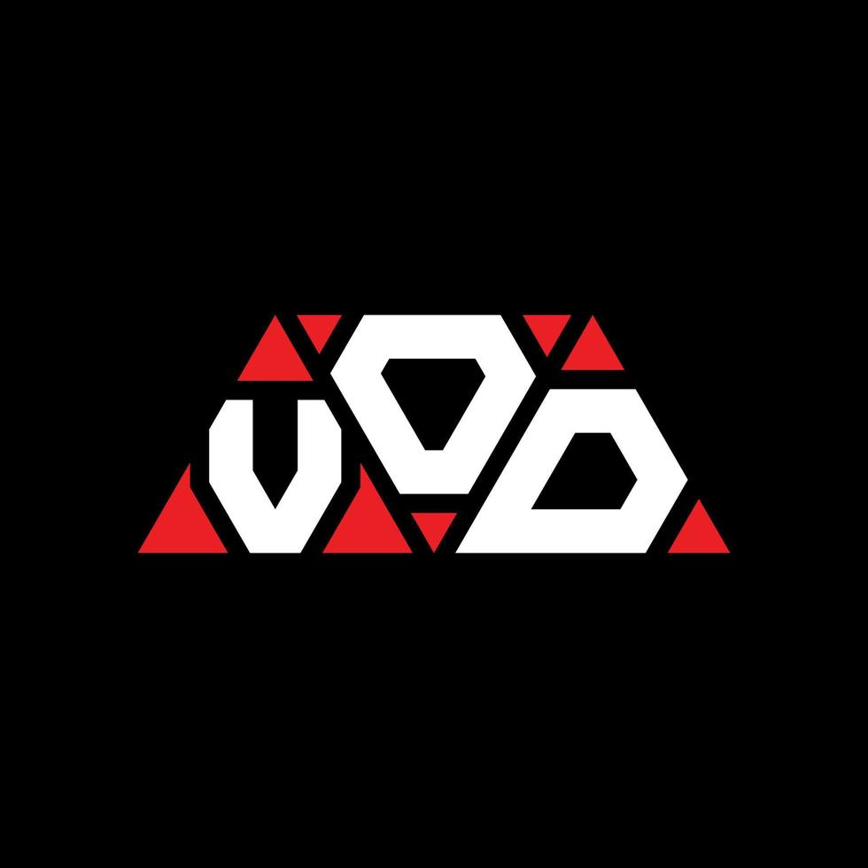 Vod-Dreieck-Buchstaben-Logo-Design mit Dreiecksform. Vod-Dreieck-Logo-Design-Monogramm. Vod-Dreieck-Vektor-Logo-Vorlage mit roter Farbe. vod dreieckiges Logo einfaches, elegantes und luxuriöses Logo. vod vektor