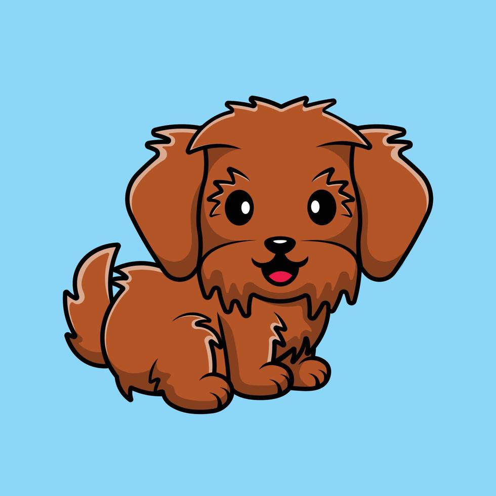 niedlicher maltipoo-hund, der cartoon-vektor-symbol-illustration sitzt. tierisches flaches karikaturkonzept vektor