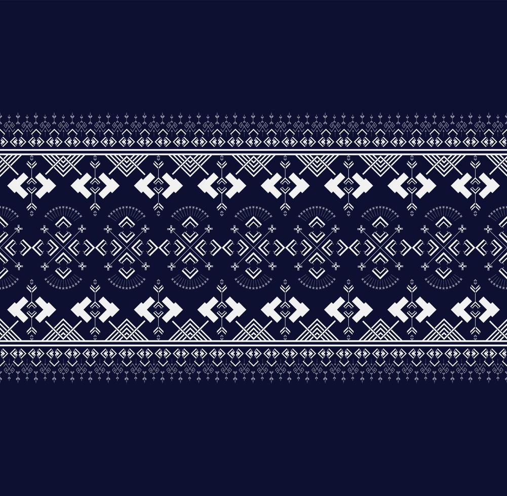 sömlös geometrisk etnisk texturbroderi med mörkblå bakgrundsdesign för tapeter och kjol, matta, tapeter, kläder, omslag, batik, tyg, arkvektor, illustration vektor