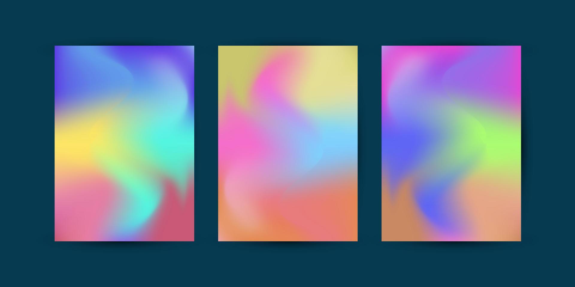 Reihe abstrakter Vektorhintergründe, gefüllt mit farbenfrohem Design in Lila, Orange, Gelb und Blau, hervorragende Farbkurven-Kombinationsvorlagen vektor