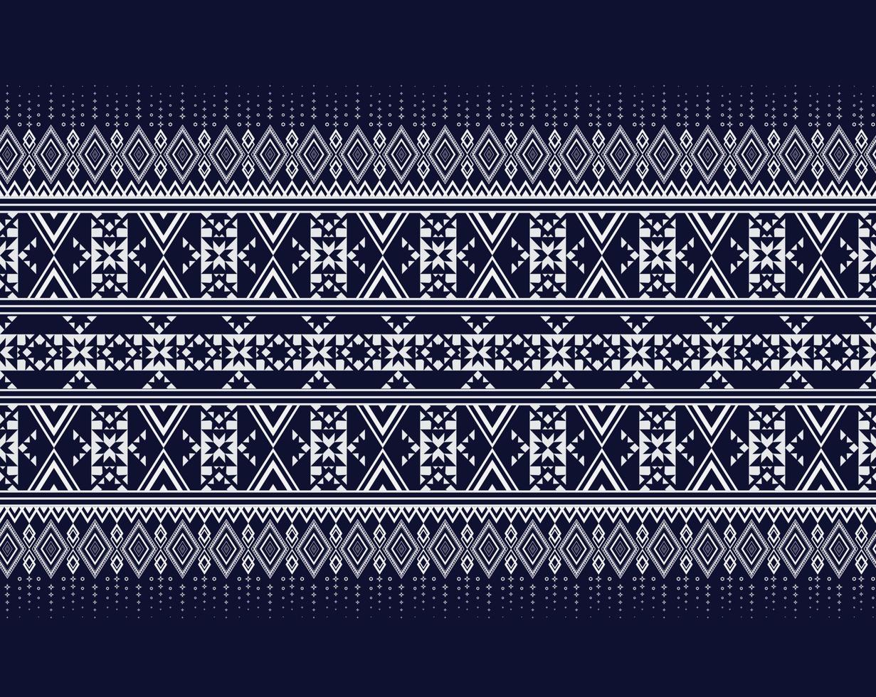 bästa geometriska etniska texturbroderidesign på mörkblå bakgrund som används i kjol, tapeter, kläder, batik, tyg, vita triangelformer vektor, illustrationsmallar vektor