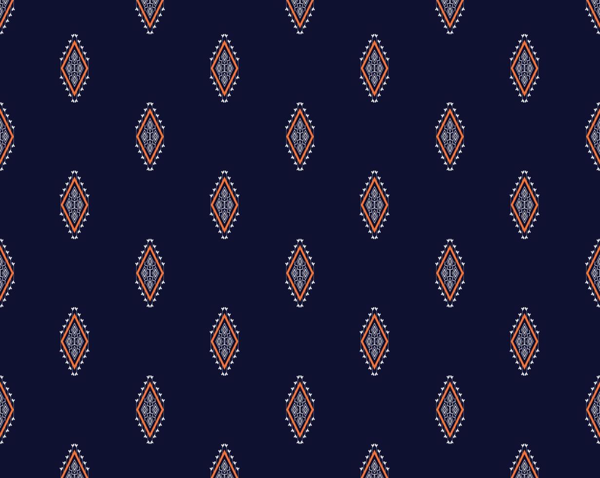 Geometrische ethnische Textur-Stickerei-Design mit dunkelblauem Hintergrunddesign, Rock, Tapete, Kleidung, Verpackung, Batik, Stoff, Blatt, Dreieck formt Vektor, Illustrationsdesigndesign vektor