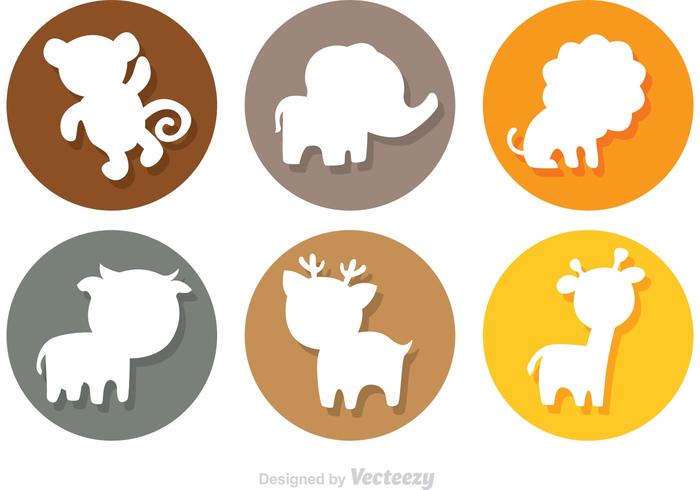 Tier Cartoon Silhouette Kreis Icons vektor