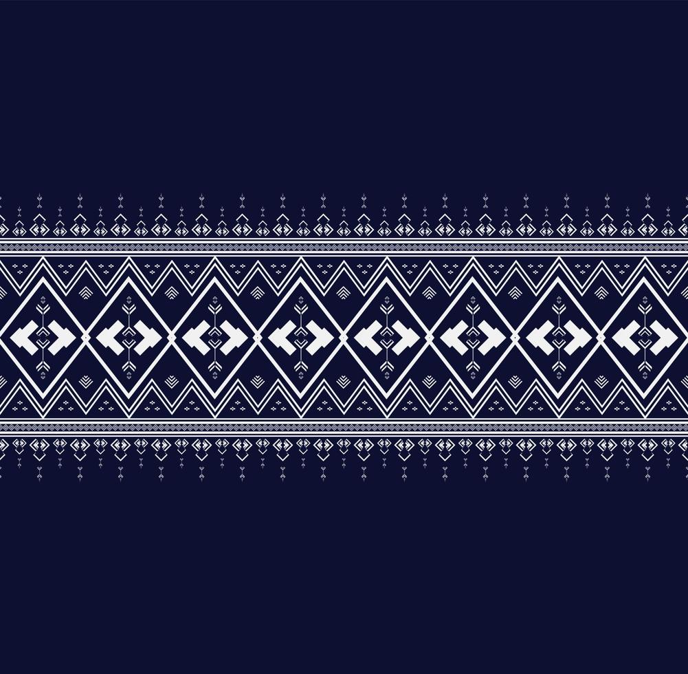 Nahtlose geometrische ethnische Texturstickerei mit dunkelblauem Hintergrunddesign für Tapete und Rock, Teppich, Tapete, Kleidung, Verpackung, Batik, Stoff, Blattvektor, Illustration vektor