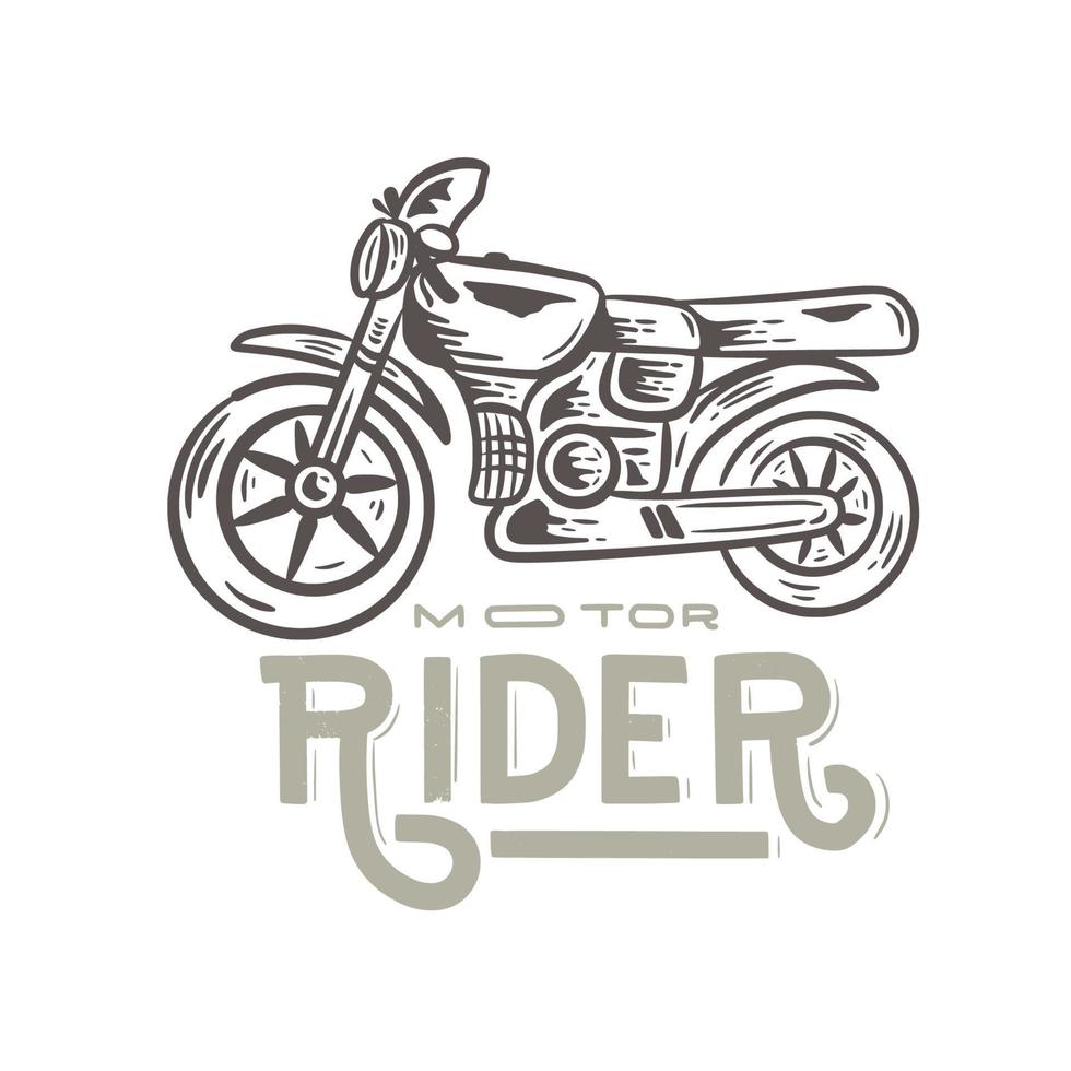 motorradfahrer illustration logo vintage vektor