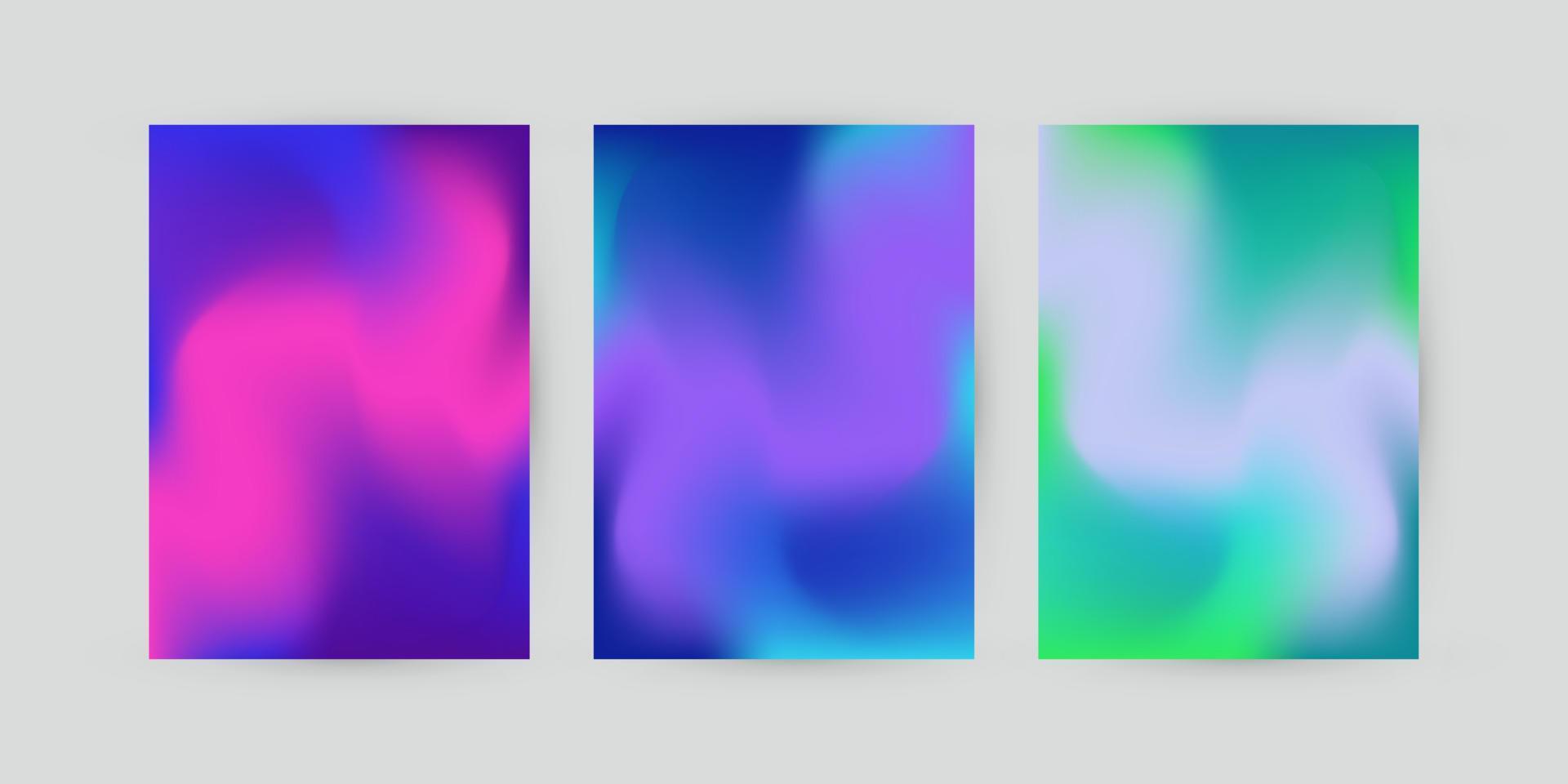 grupp av tre färgglada abstrakt och levande gradient färg bakgrund vektor