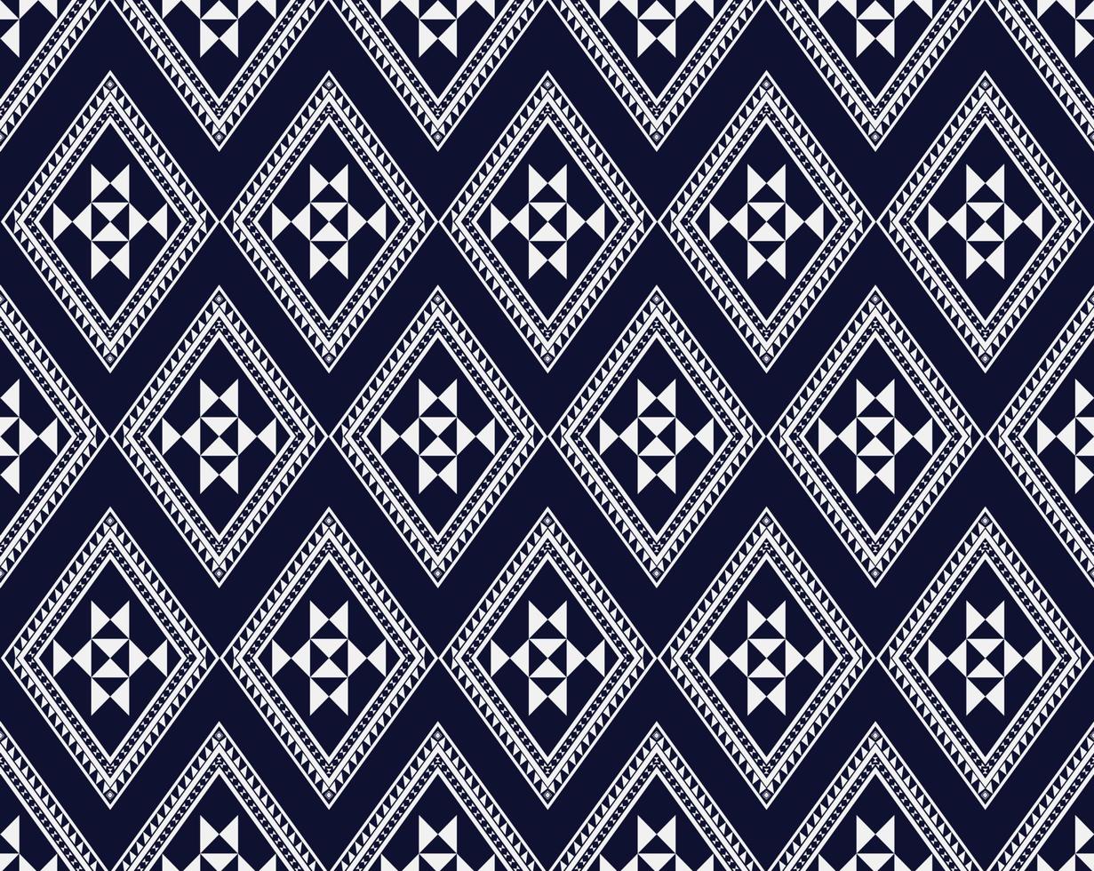 bästa geometriska etniska texturbroderidesign på mörkblå bakgrund som används i kjol, tapeter, kläder, batik, tyg, vita triangelformer vektor, illustrationsmallar vektor