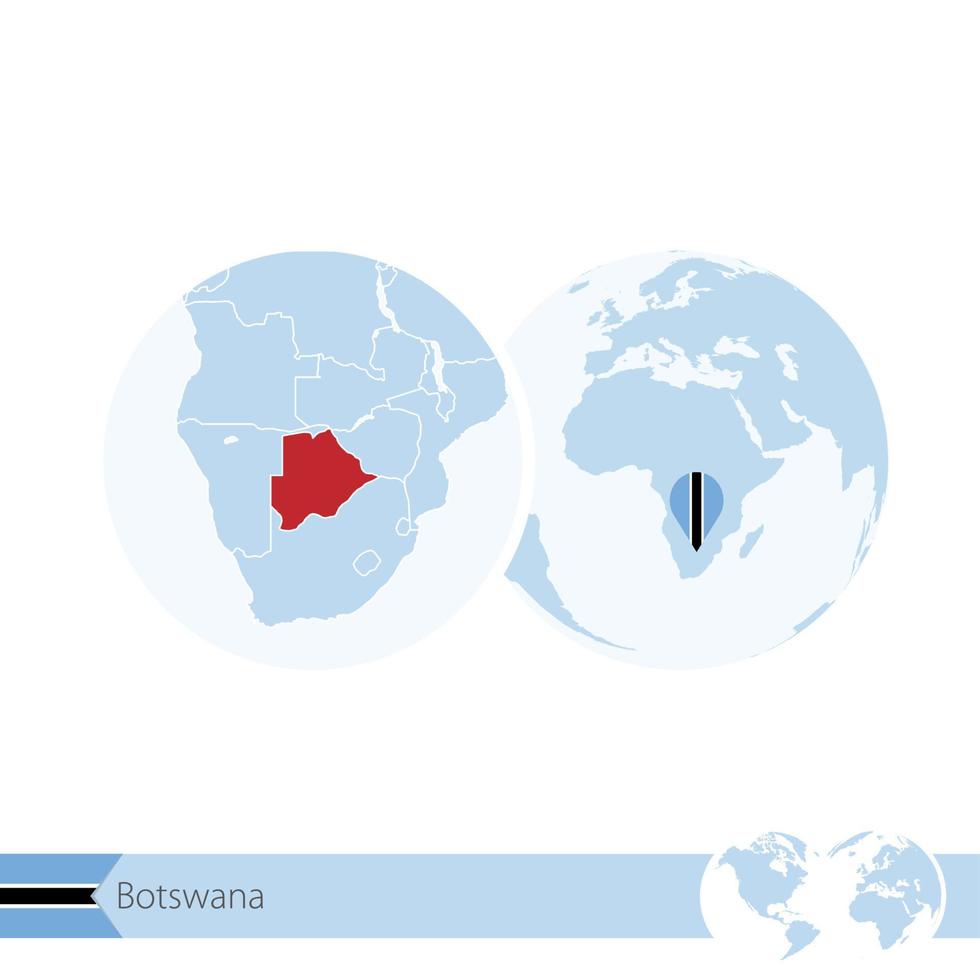 Botswana auf Weltkugel mit Flagge und regionaler Karte von Botswana. vektor
