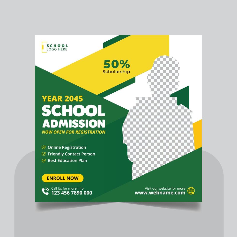 schulzulassung social media post banner oder pädagogischer quadratischer flyer back to school web banner design template vektor