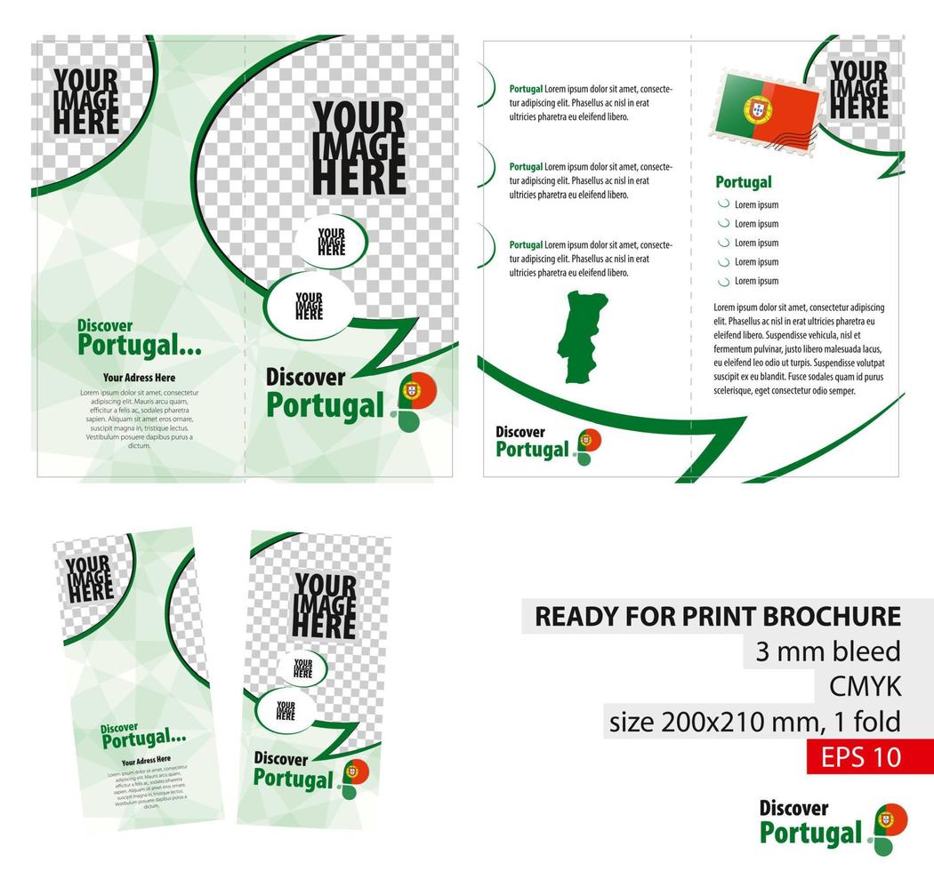 Broschüren-Design-Vorlage, entdecken Sie Portugal. vektor